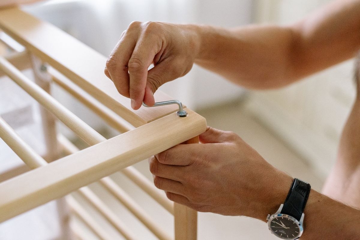 Assembling furniture with an Allen wrench