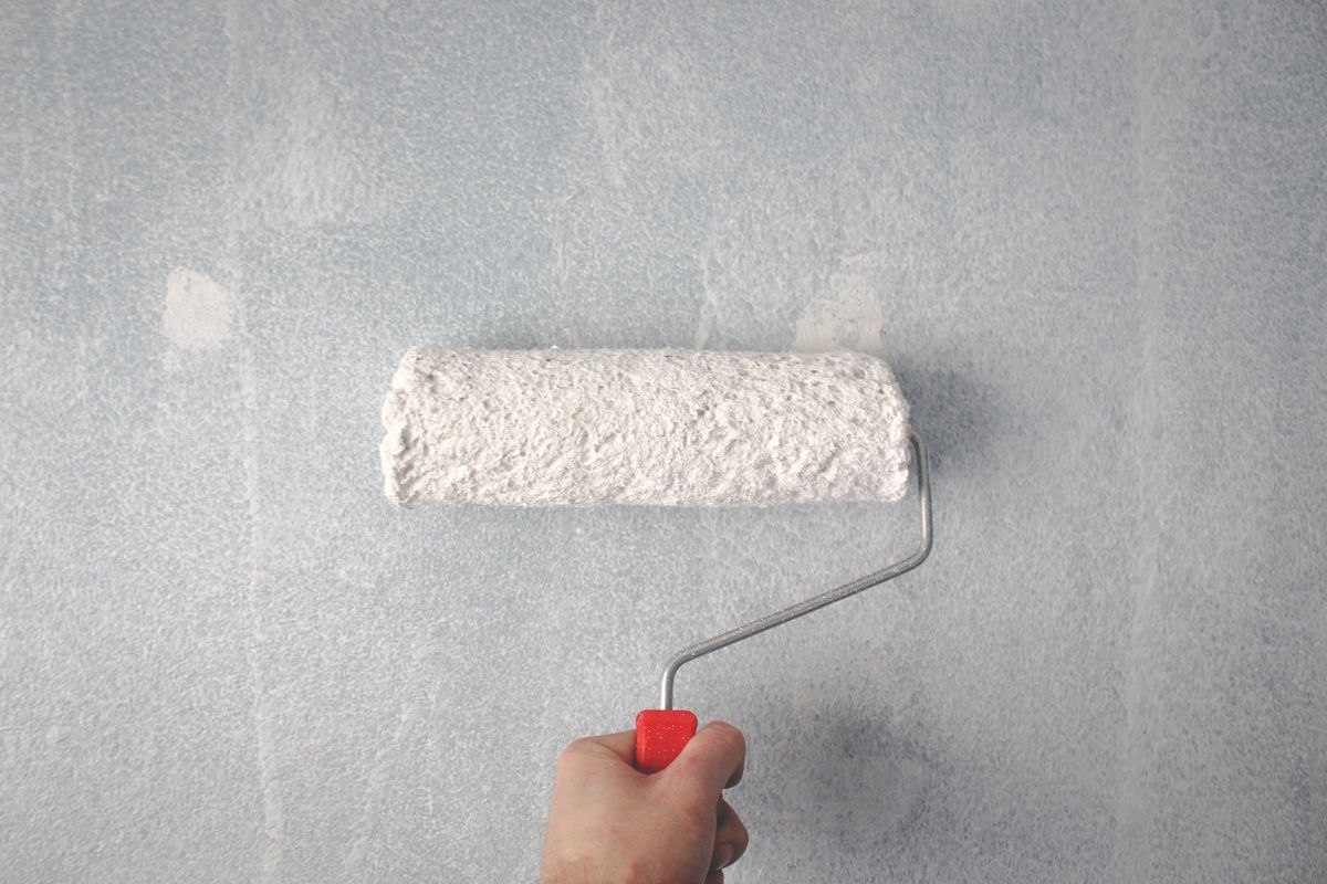 Paint roller on an interior wall