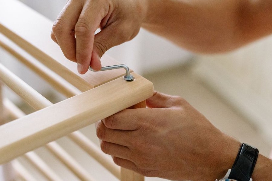 Furniture assembly closeup